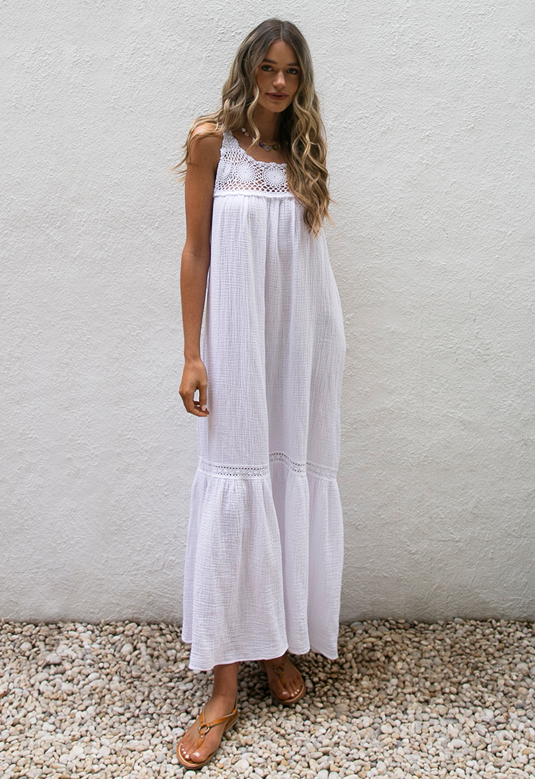 allegra lace panelled maxi dress Shona Joy - Allegra Lace Panelled Maxi Dress - Ivory